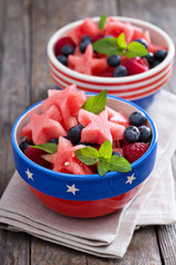 Fresh watermelon with blueberries