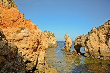 Fototapeta na wymiar Algarve: Coastline with cliffs at Ponta da Piedade, Lagos Portugal