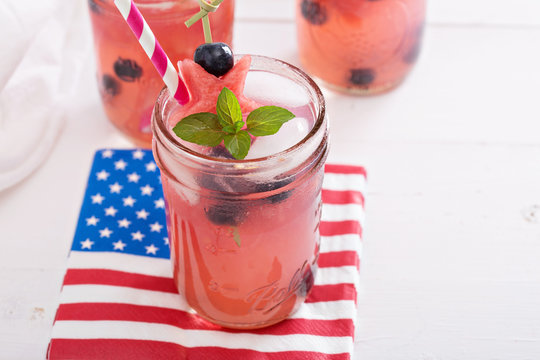 Watermelon lemonade with blueberries