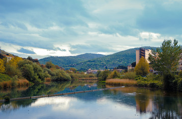 Fototapeta na wymiar Landscape across the river in Tivoli