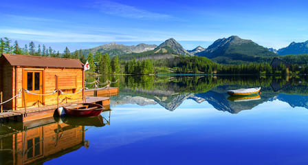 Mountain lake Strbske pleso in National Park High Tatra, Slovakia, Europe