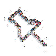 people in the shape of a map pointer.