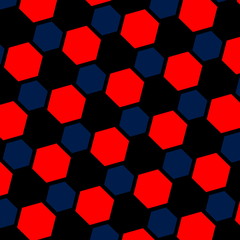 Abstract blue red hexagon illustration. Macro background.