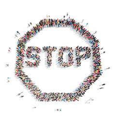 people in the shape of a stop sign.