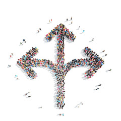 People in the form of arrows.