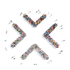 People in the form of arrows.