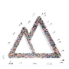 people in the shape of   mountain.