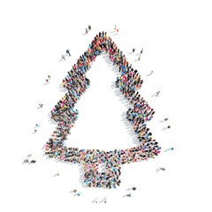 people in the shape of a Christmas tree sign.