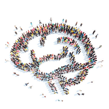 people in the shape of brain.