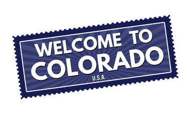 Welcome to Colorado travel sticker or stamp