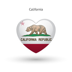 Love California state symbol. Heart flag icon.