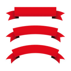 Red ribbon vector set