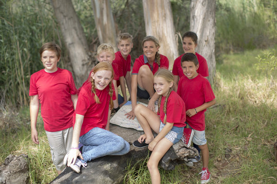 South Africa, Kids on field trip exploring nature