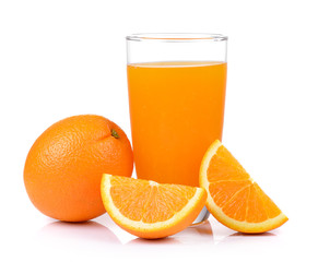 Orange juice and orange isolated on white background