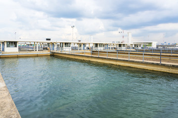 Obraz premium sand filtration tank in water treatment plant. water treatment plant, ecosystem, waste water, water recycle, water purification or environment industry concept 