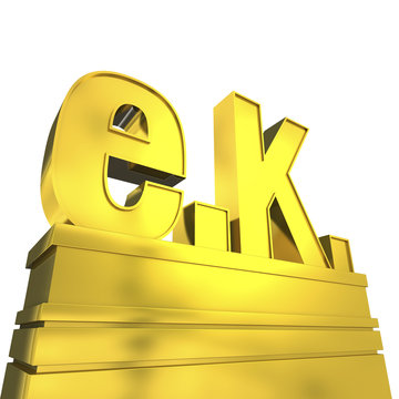 e.K., e.Kfm in goldenen Lettern auf Podest