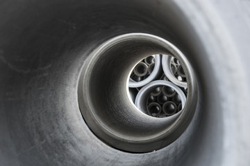 Close up of inside of concrete pipe