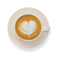 Latte art , coffee isolate on white background