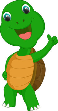 cute turtle cartoon give thumb up