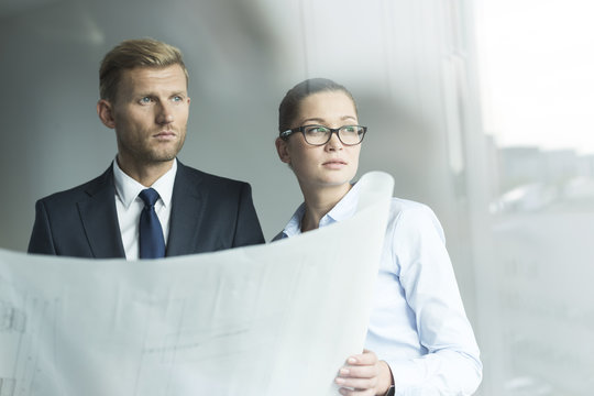 Fototapeta Business people holing construction plan