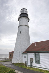 Closeup of Portland Head Light lighthouse