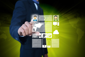 Man showing social network concept