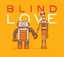 Blind love between two different robots