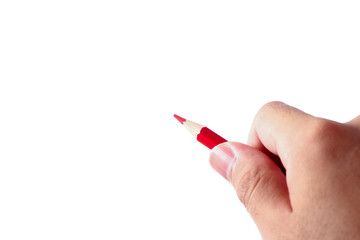 Holding red pencil