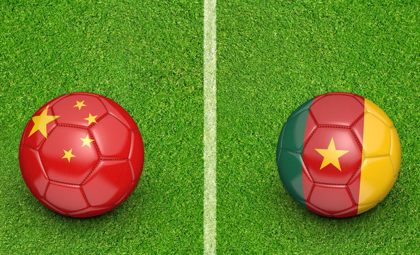 Teams China vs Cameroon football tournament match