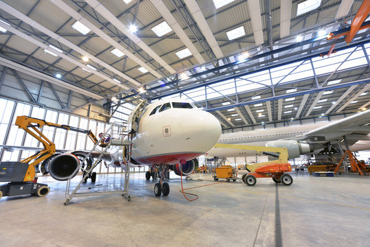 Airplane construction in a hangar
