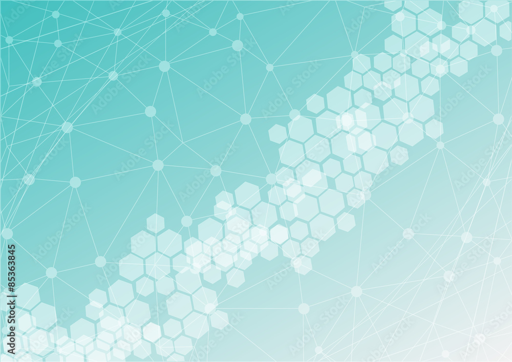 Poster abstract mesh background with hexagon, lines and shapes