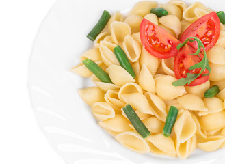 Tasty italian pasta with tomato as haute cuisine.