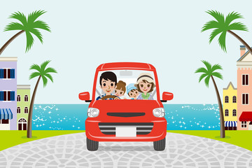 Driving Family Summer Seaside town