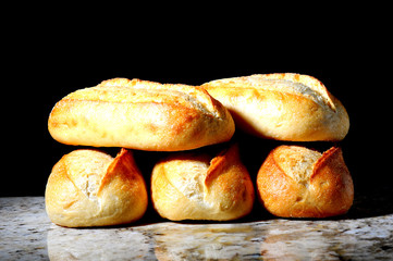 French Bread Baguettes on granite