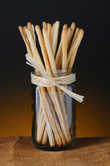 Breadsticks in Glass Jar