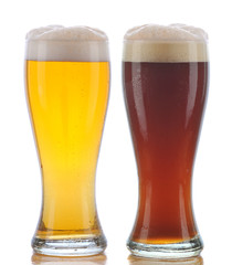 Glass of Pilsner and Dark Ale