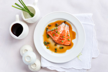 salmon fillet with sauce