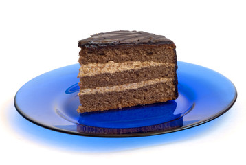 cake on a blue plate
