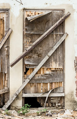 old wooden door abandoned