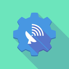 Long shadow gear icon with a  satellite dish
