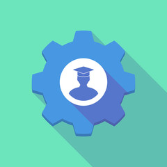 Long shadow gear icon with a  student