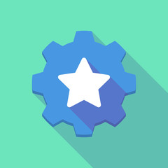 Long shadow gear icon with a  star