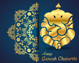 Indian god Ganesha, Ganesh chaturthi card- vector eps10
