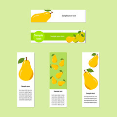 Banners with Ripe Juicy Pear Fruit