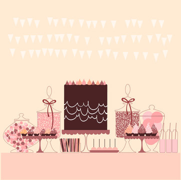Candy Pink Buffet . Birthday dessert bar.