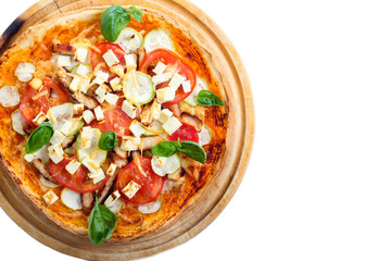 Chicken, zucchini and feta pizza