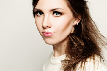 Carefree Woman. Portrait of Cute Girl