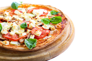 Chicken, zucchini and feta pizza