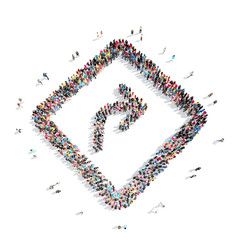 People in the form of arrows.