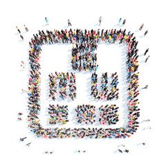 eople in the shape of ophthalmic alphabet.